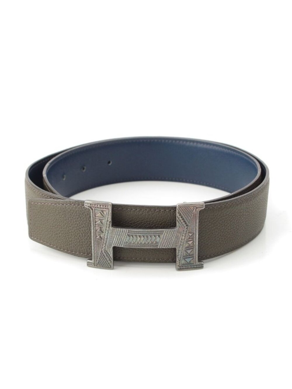 Hermes Constance Touareg Reversible H Belt Navy Gray 85